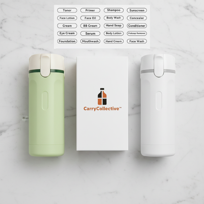 CarryCollective™ Pack & Go Dispenser | 4-in-1 Refillable Travel Toiletry Bottle